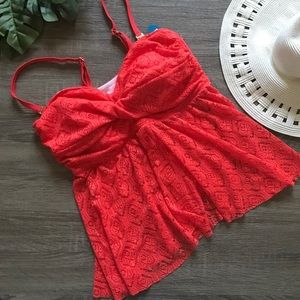 ➕Orange Tankini Swimsuit Top